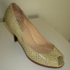 Cole Haan Nike Air Womens Yellow Snakeskin Leather Peep 3.5" Pump - 8.5M